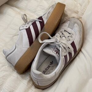 Adidas White and Maroon Classic Sneakers
